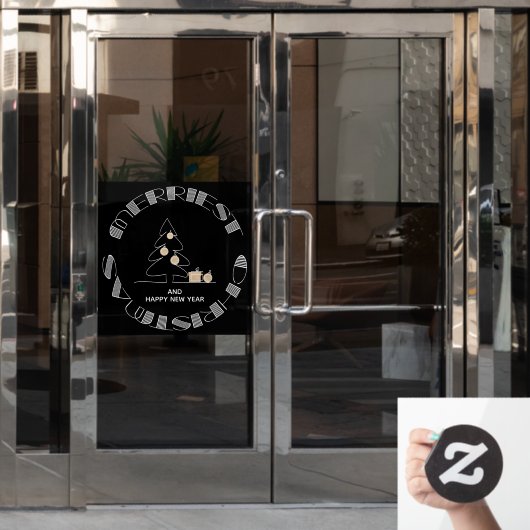 Autocollant Pour Fenêtre Arbre de Noël le plus joli Noir (Porte de bureau)