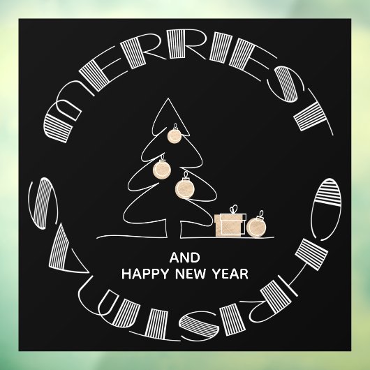 Autocollant Pour Fenêtre Arbre de Noël le plus joli Noir (Feuille 3)