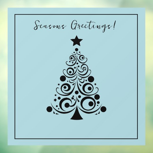 Autocollant Pour Fenêtre Arbre de Noël noir Joyeuses Fêtes en vert (Feuille 3)