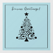 Autocollant Pour Fenêtre Arbre de Noël noir Joyeuses Fêtes en vert (Feuille)