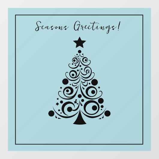 Autocollant Pour Fenêtre Arbre de Noël noir Joyeuses Fêtes en vert (Feuille)