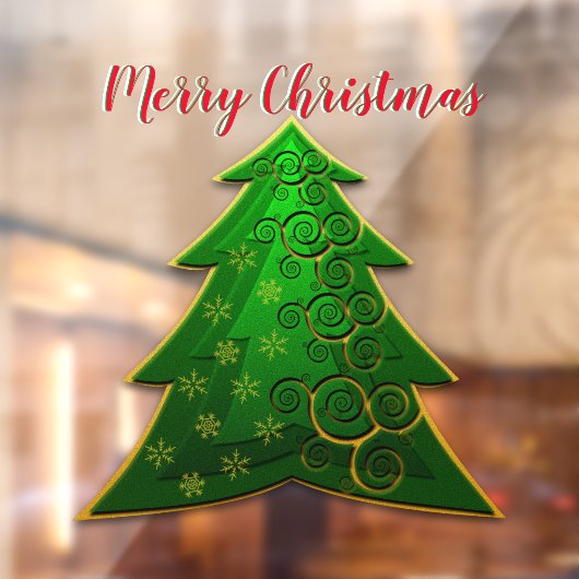 Autocollant Pour Fenêtre Arbre de Noël vert moderne (Feuille 2)