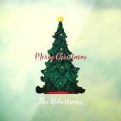 Autocollant Pour Fenêtre Arbre de Noël vert traditionnel Clôture (Feuille 3)