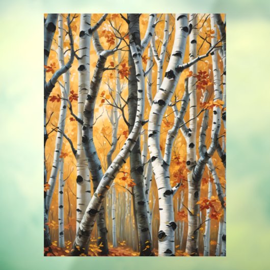 Autocollant Pour Fenêtre Arbres à bouleau d'automne Clôture de fenêtre (Feuille 3)