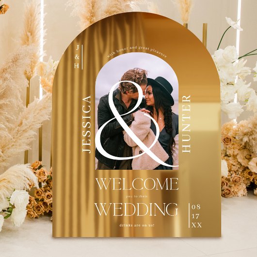 Autocollant Pour Fenêtre Arc de Boho moderne photo mariage blanc accueil