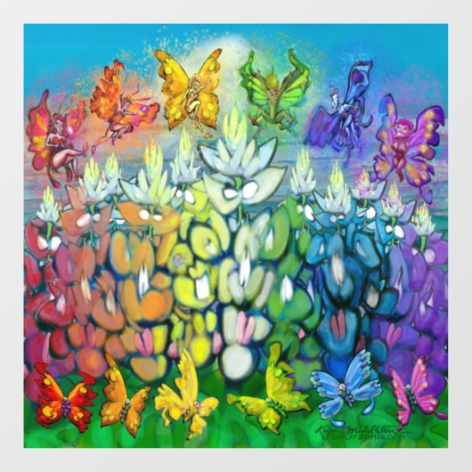 Autocollant Pour Fenêtre Arc-en-ciel Bluebonnets Clouage de fenêtre (Feuille)