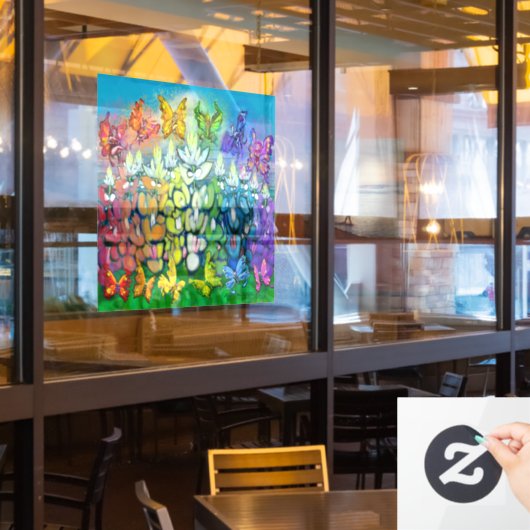 Autocollant Pour Fenêtre Arc-en-ciel Bluebonnets Clouage de fenêtre (Fenêtre du restaurant)