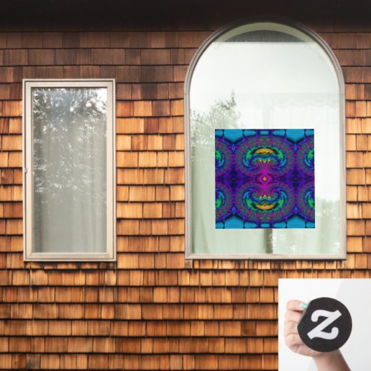 Autocollant Pour Fenêtre Arc en ciel Peacock Fractal Swirl taché de verre (Fenêtre d'accueil)