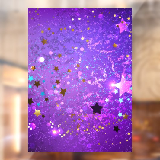 Autocollant Pour Fenêtre Arrière - plan de feuille violet avec étoiles (Feuille 2)