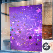 Autocollant Pour Fenêtre Arrière - plan de feuille violet avec étoiles (Fenêtre de café)