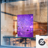 Autocollant Pour Fenêtre Arrière - plan de feuille violet avec étoiles (Fenêtre de café)