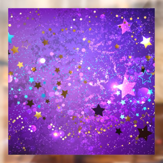 Autocollant Pour Fenêtre Arrière - plan de feuille violet avec étoiles (Feuille 2)