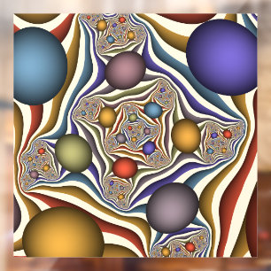 Autocollant Pour Fenêtre Art abstrait fractal moderne coloré qui s'envole
