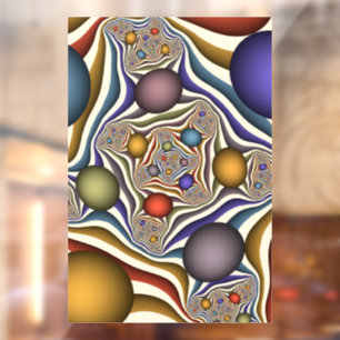 Autocollant Pour Fenêtre Art abstrait fractal moderne coloré qui s'envole