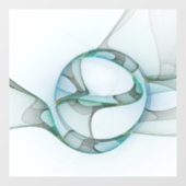 Autocollant Pour Fenêtre Art Abstrait moderne Fractal Bleu Turquoise Gris (Feuille)