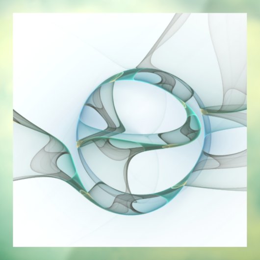 Autocollant Pour Fenêtre Art Abstrait moderne Fractal Bleu Turquoise Gris (Feuille 3)