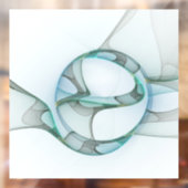 Autocollant Pour Fenêtre Art Abstrait moderne Fractal Bleu Turquoise Gris (Feuille 2)
