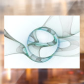 Autocollant Pour Fenêtre Art Abstrait moderne Fractal Bleu Turquoise Gris (Feuille 2)