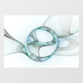 Autocollant Pour Fenêtre Art Abstrait moderne Fractal Bleu Turquoise Gris (Feuille)