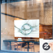 Autocollant Pour Fenêtre Art Abstrait moderne Fractal Bleu Turquoise Gris (Fenêtre de café)