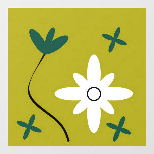 Autocollant Pour Fenêtre Art botanique abstrait de fleur de marguerite mini