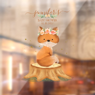 Autocollant Pour Fenêtre Art de fleurs aquarelles pour Baby Shower Renard R