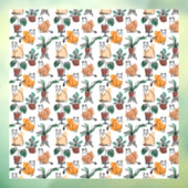 Autocollant Pour Fenêtre Art de trait dessin chats et fleurs (Feuille 3)