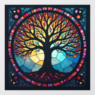 Autocollant Pour Fenêtre Art de verre coloré, Arbre de Vie en verre coloré