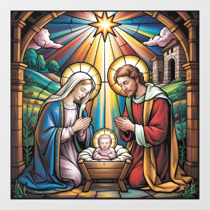 Autocollant Pour Fenêtre Art de verre teinté de la Nativité – Noël de la Sa