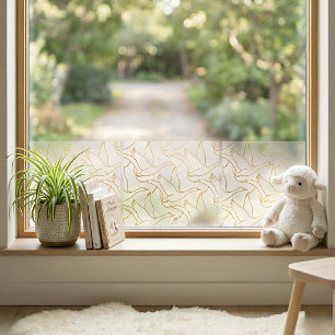 Autocollant Pour Fenêtre Art Déco filigrane d'or Oie Crème Antique