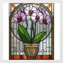 Art Nouveau floral en verre teinté
