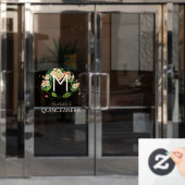 Autocollant Pour Fenêtre Art Nouveau Quinceanera Daisies Monogramme 15 ans (Porte de bureau)