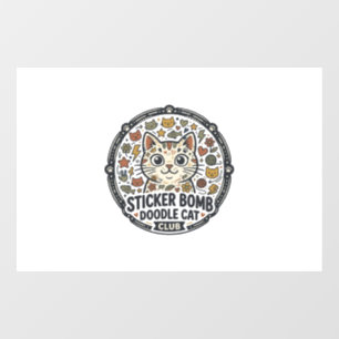 Autocollant Pour Fenêtre Art vectoriel POD de chat gribouillé bombe autocol