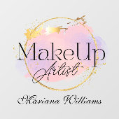Autocollant Pour Fenêtre artiste de maquillage logo rose or stylé (Feuille)