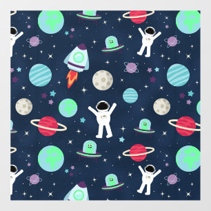 Autocollant Pour Fenêtre Astronautes Planètes Fusées et Aliens