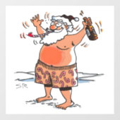 Autocollant Pour Fenêtre Attachement de fenêtre de Père Noël ivre (Feuille)