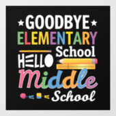 Autocollant Pour Fenêtre Au revoir école primaire Bonjour collège (Feuille)