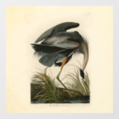 Autocollant Pour Fenêtre Audubon Great Blue Heron Marsh Bird (Feuille)