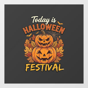 Autocollant Pour Fenêtre Aujourd'hui est la fête d'Halloween Citrouilles Em