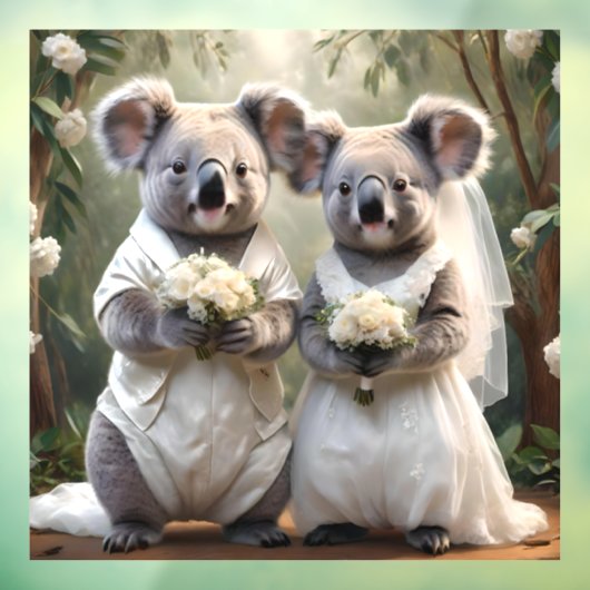 Autocollant Pour Fenêtre Australien Koala Bear Mariage blanc (Feuille 3)
