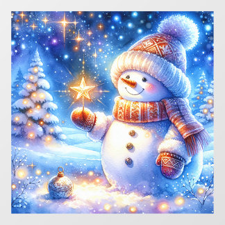 Autocollant Pour Fenêtre Autocollant de fenêtre bonhomme de neige de Noël