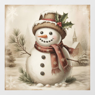 Autocollant Pour Fenêtre Autocollant de fenêtre bonhomme de neige vintage