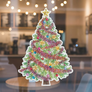 Autocollant Pour Fenêtre Autocollant de fenêtre d'arbre de Noël vibrant pou