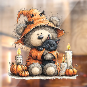 Autocollant Pour Fenêtre Autocollant de fenêtre d'ours en peluche Halloween