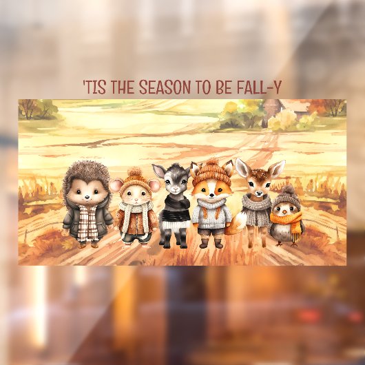 Autocollant Pour Fenêtre Automne Amis mignons Animaux Nom Fenêtre Clouer (Feuille 2)