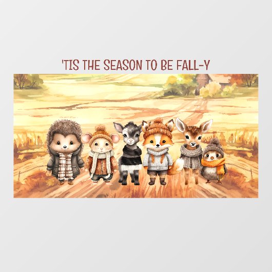 Autocollant Pour Fenêtre Automne Amis mignons Animaux Nom Fenêtre Clouer (Feuille)