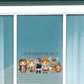 Autocollant Pour Fenêtre Automne Amis mignons Animaux Texte Clôture de la f