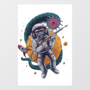 Autocollant Pour Fenêtre Aventurier Spatial Rétro Créature Cosmique Sci Fi
