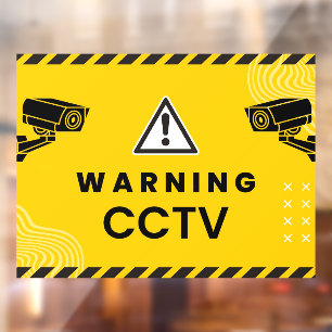 Autocollant Pour Fenêtre Avertissement Caméra de surveillance CCTV Amber