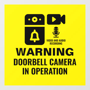 Autocollant Pour Fenêtre Avertissement Caméra Doorbell En Opération Audio V